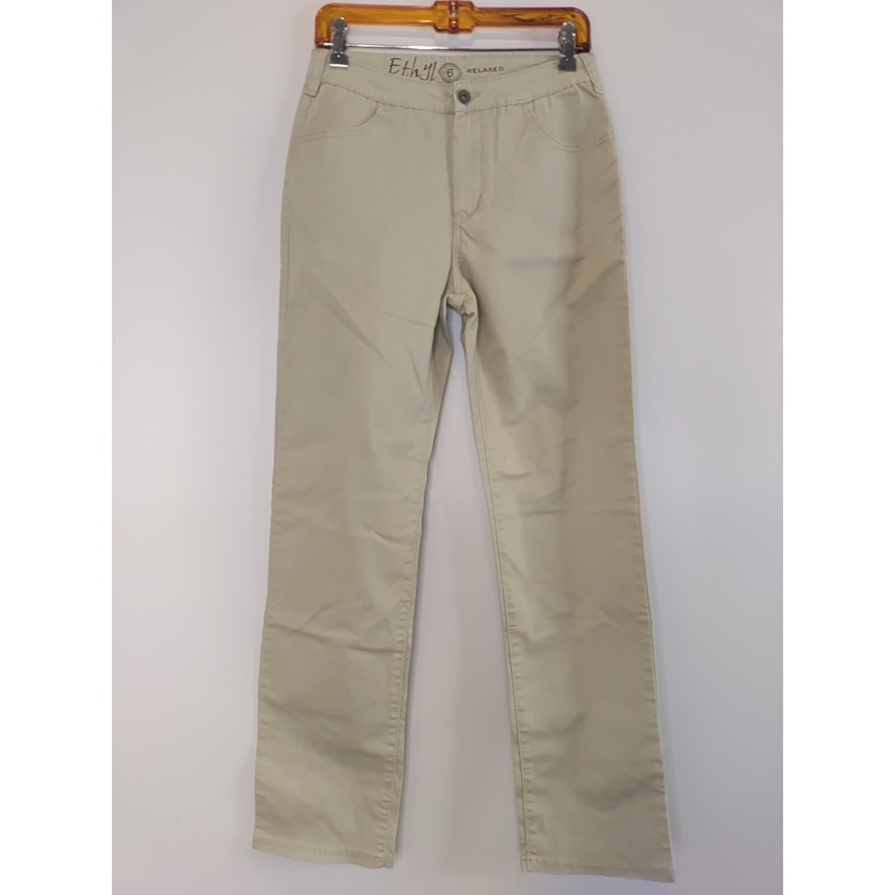 Ethyl Classic Women Beige Relaxed Fit Mid Rise Straight leg Pants Size 6